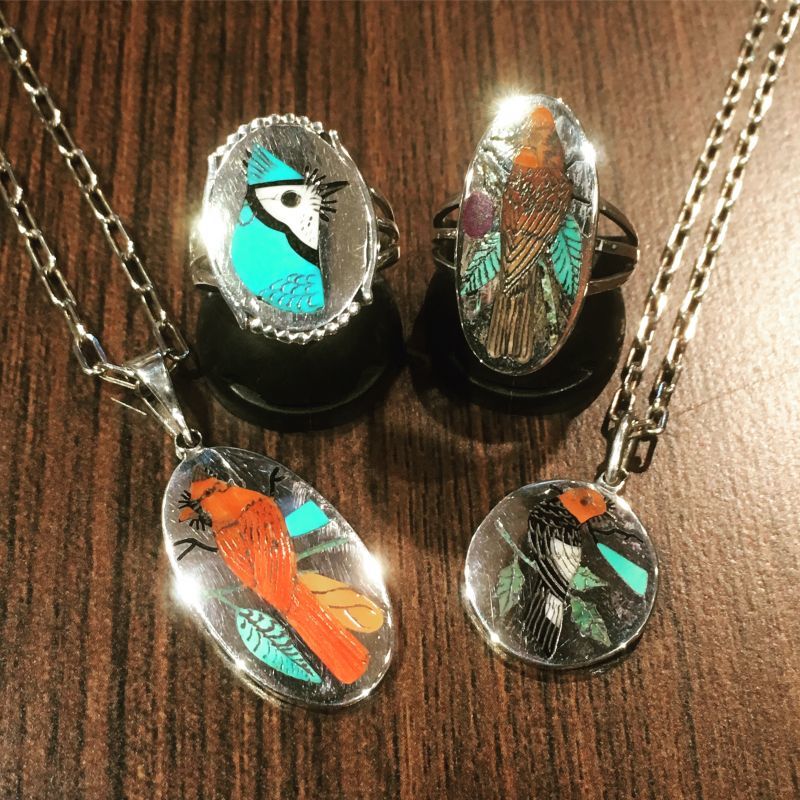 人気のチップインレイでの鳥シリーズのズニ族「Harlan&Monica・Coonsis