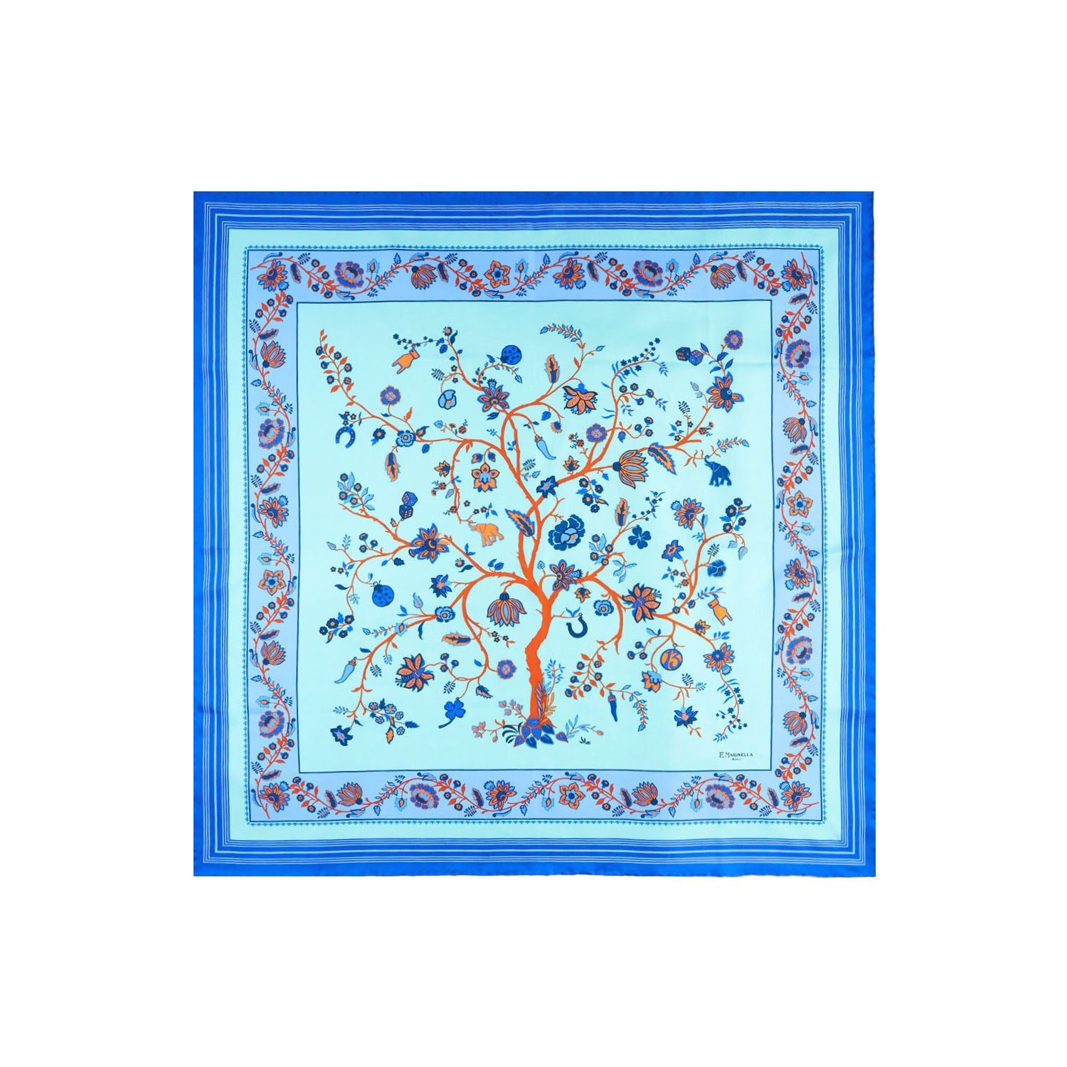 Light Blue Silk Scarf 90 - The Tree Of Life – E.Marinella