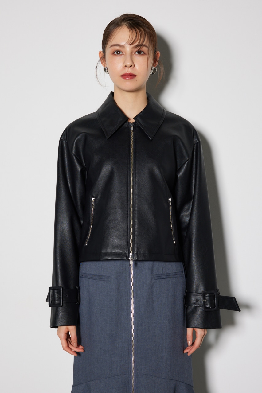 rienda | フェイクレザーショートZIPジャケット (ジャケット ) |SHEL