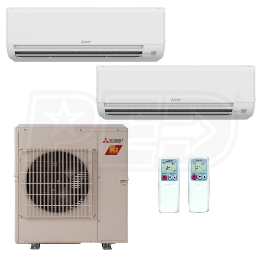 Mitsubishi MXZ-3C30NAHZ4 2-MSZ-GS12NA Wall Mounted 2-Zone H2i