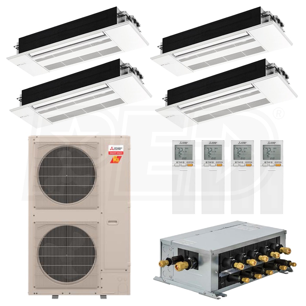 Mitsubishi MXZ-SM42NLHZ 4-MLZ-KX12NL H2i One-Way Ceiling Cassette