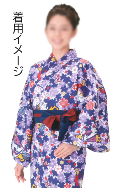 リバーシブル旅館用浴衣帯 紺／エンジ（5本1セット）激安で購入！法