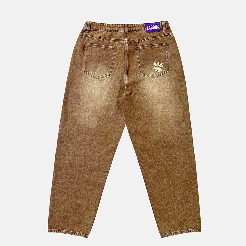 LABROS(ラブロス)/ SMART DAISY CAT BRUSH BAGGY JEANS -BROWN
