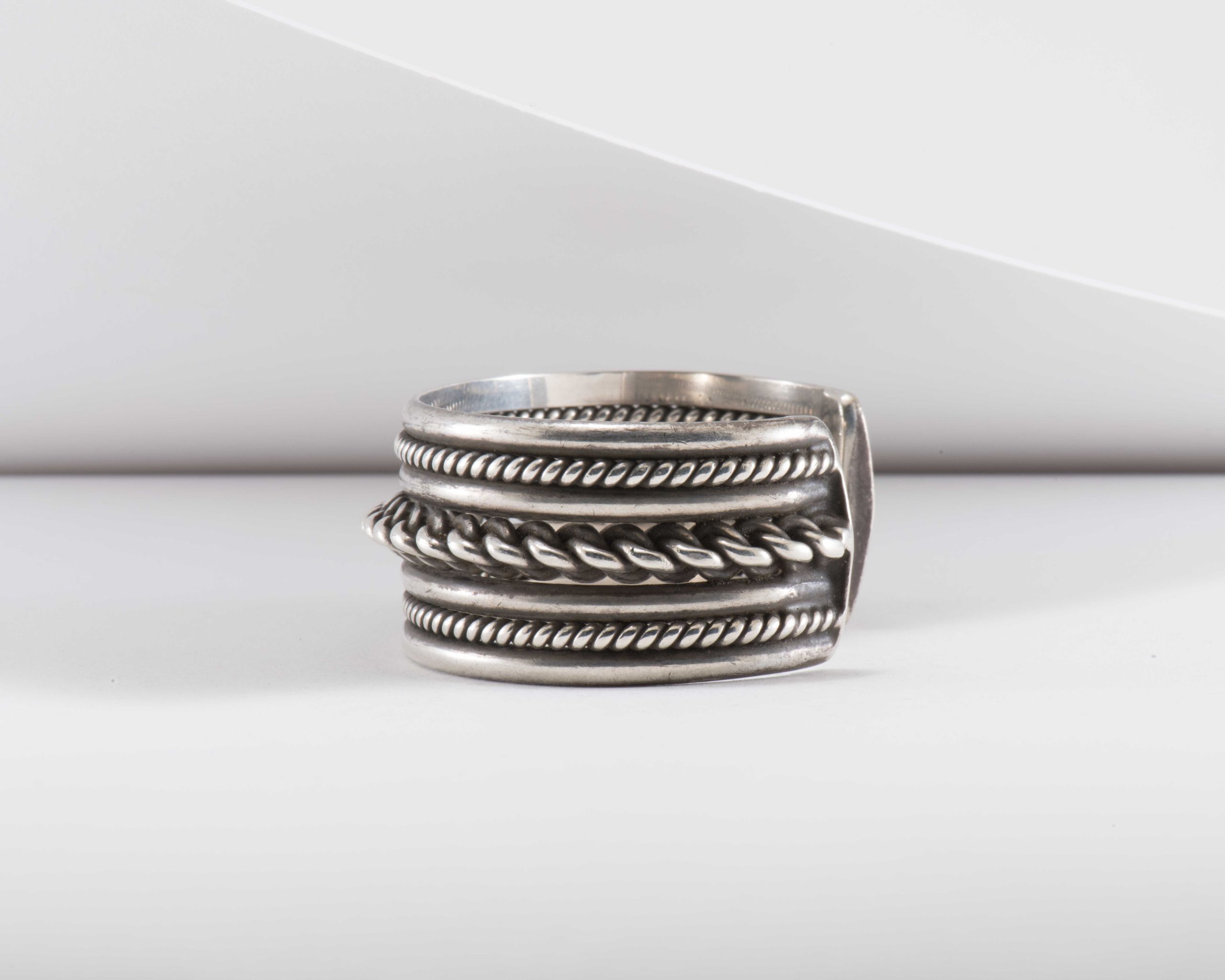 Vintage Navajo Triple Twisted Wire Sterling Silver Cuff - Four