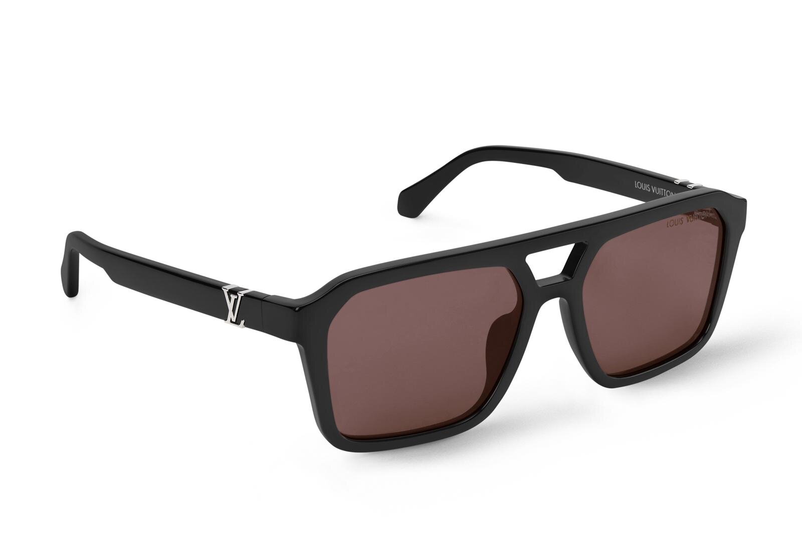 ルイ・ヴィトンのカラーサングラス、「LV」メタル輝くスクエア型