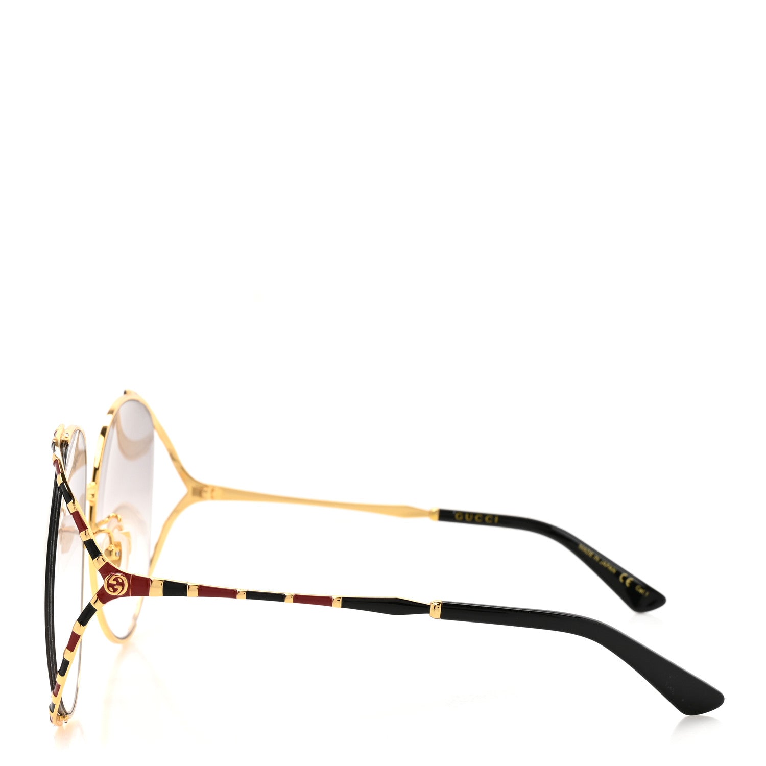 Gucci Metal Round Frame GG0595S Sunglasses Gold Black Red 1822959