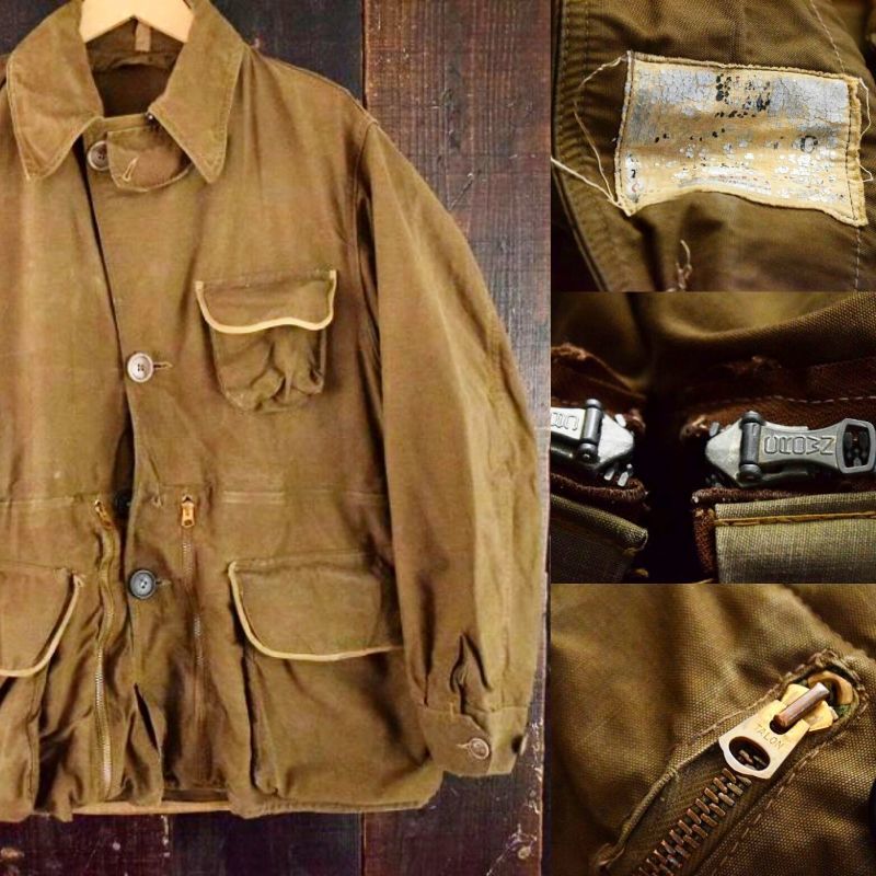 40's MASLAND カスタムジップ ブラウンハンティングジャケット M〜L位