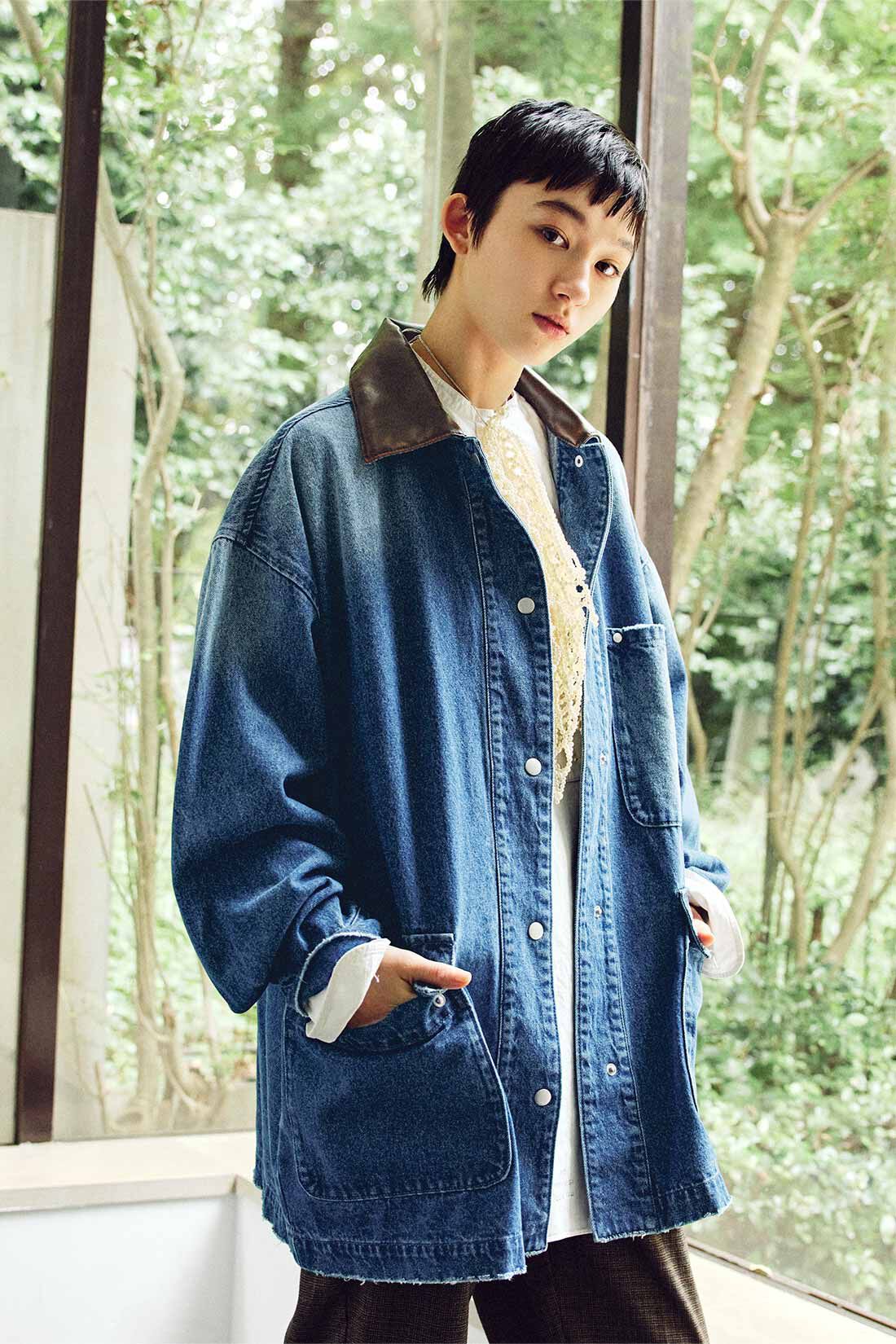 MEDE19F 古着屋でみつけたようなデニムカバーオール〈インディゴ