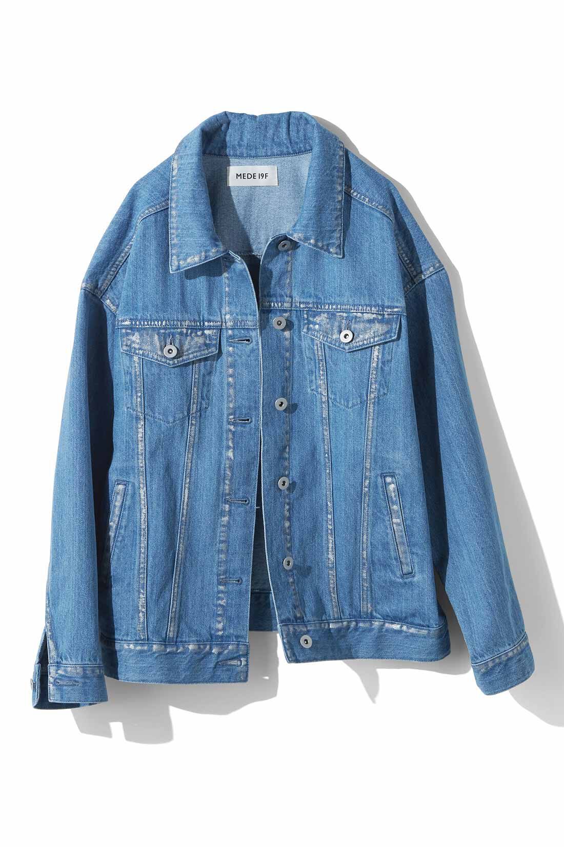 MEDE19F 箔プリントのオーバーサイズデニムジャケット〈ブルー
