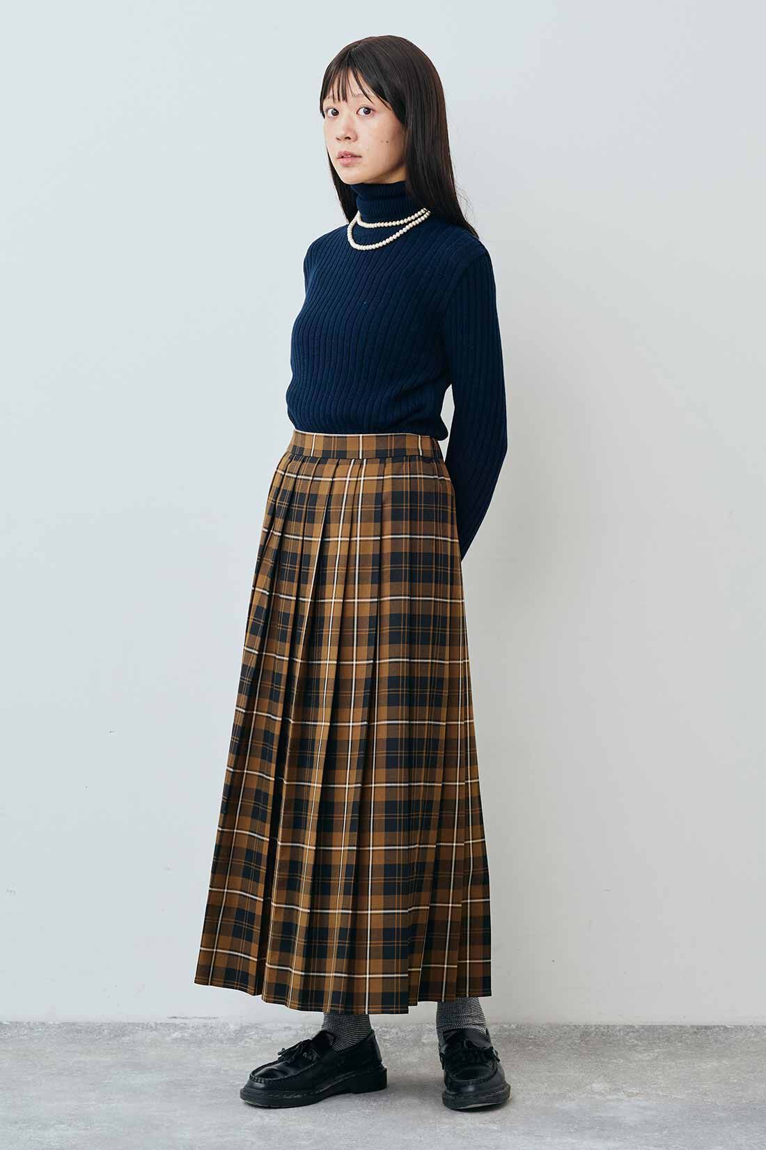 THREE FIFTY STANDARD Peter MacArthur ブラウンチェックのプリーツ