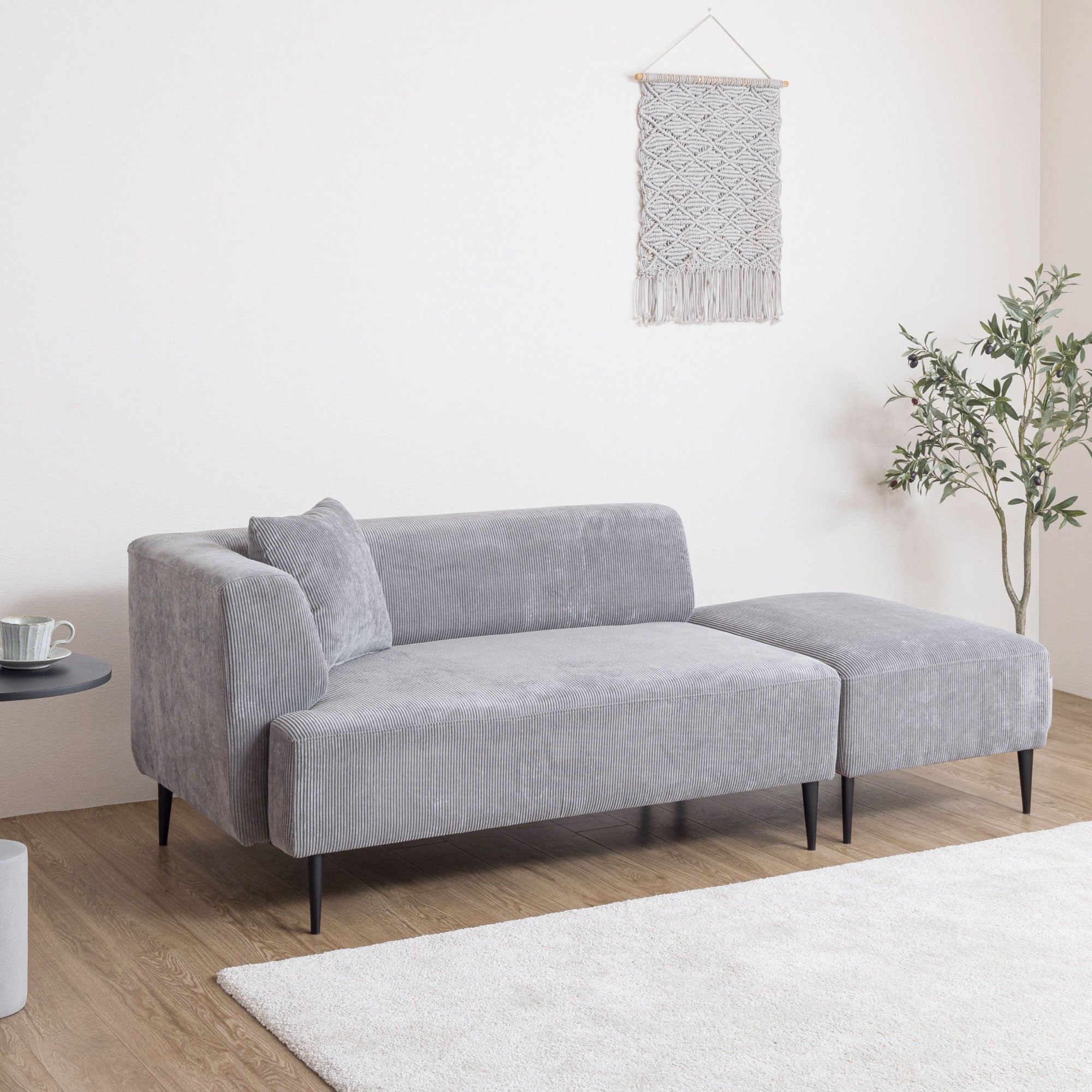 あす着] 幅125cm 2人掛け ソファー ソファ オットマン付 カウチソファ