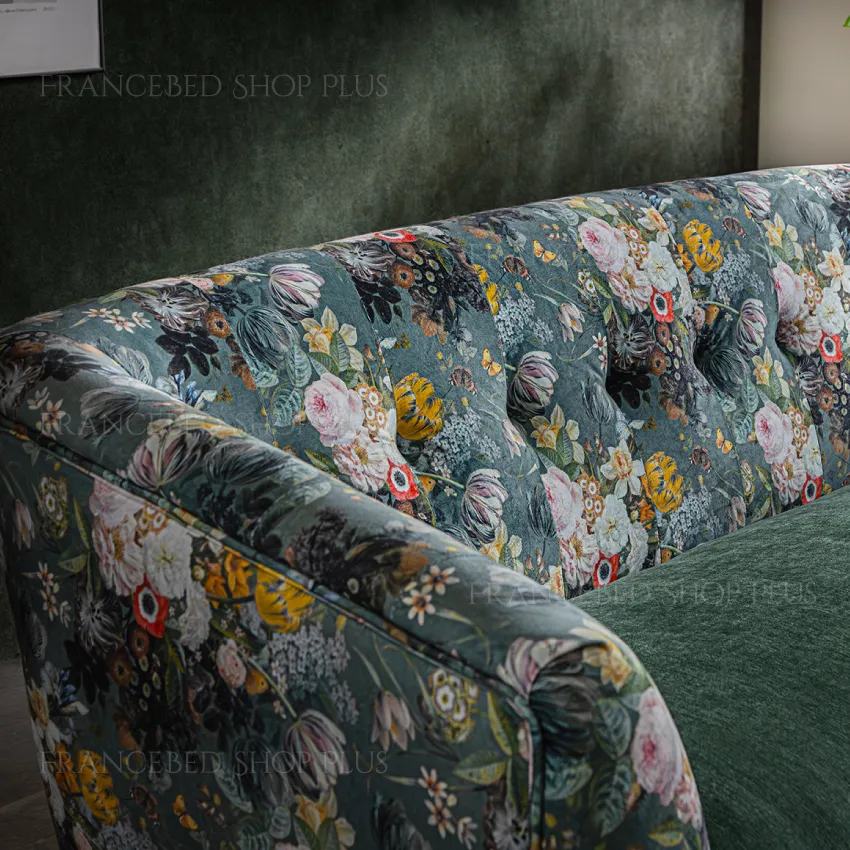 ボタニカルソファ 2人掛け 幅160cm 花柄 高級感 グリーン クッション