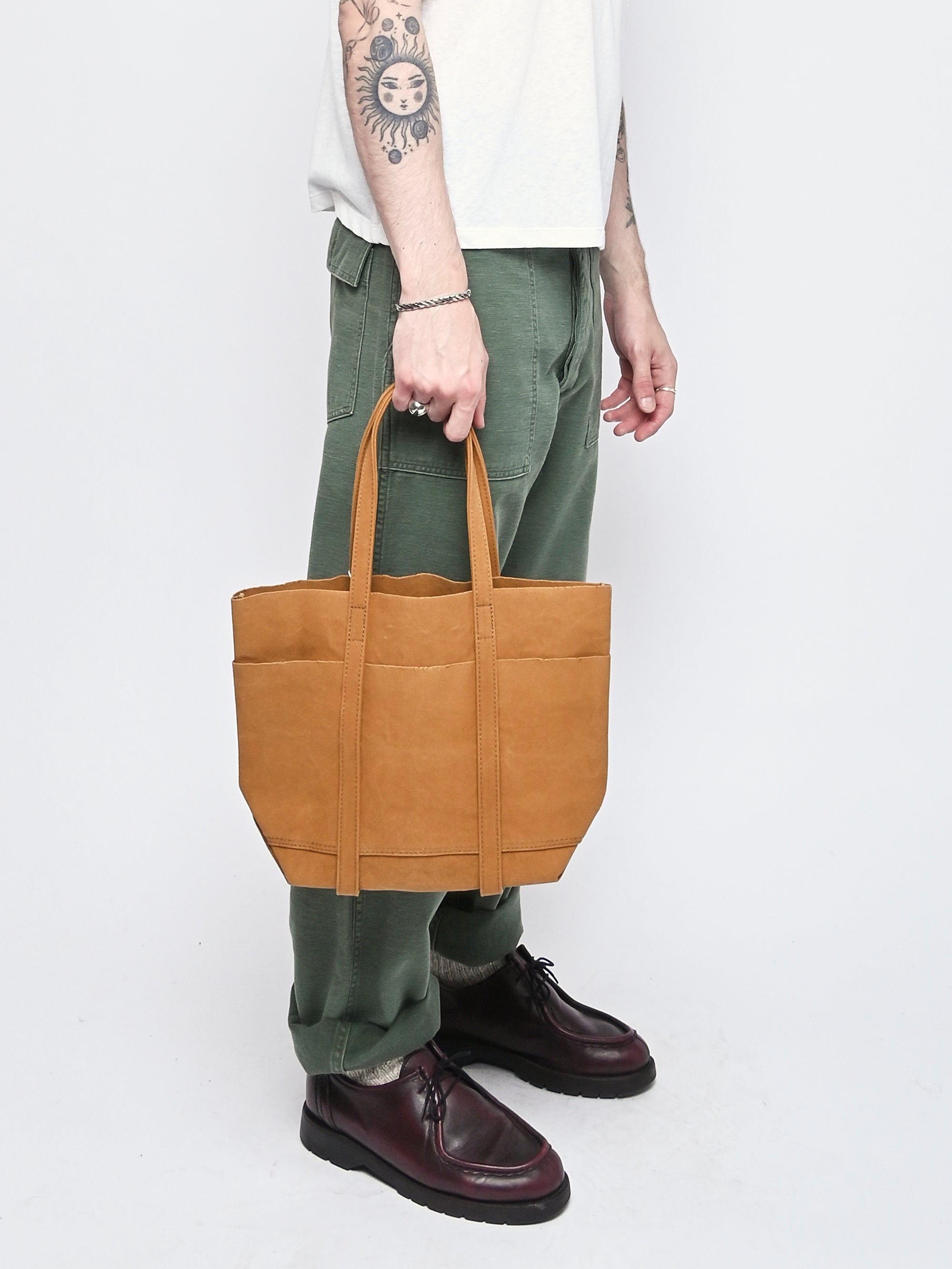 Amiacalva - Small Mustard Washed Canvas 6 Pockets Tote – Frances May