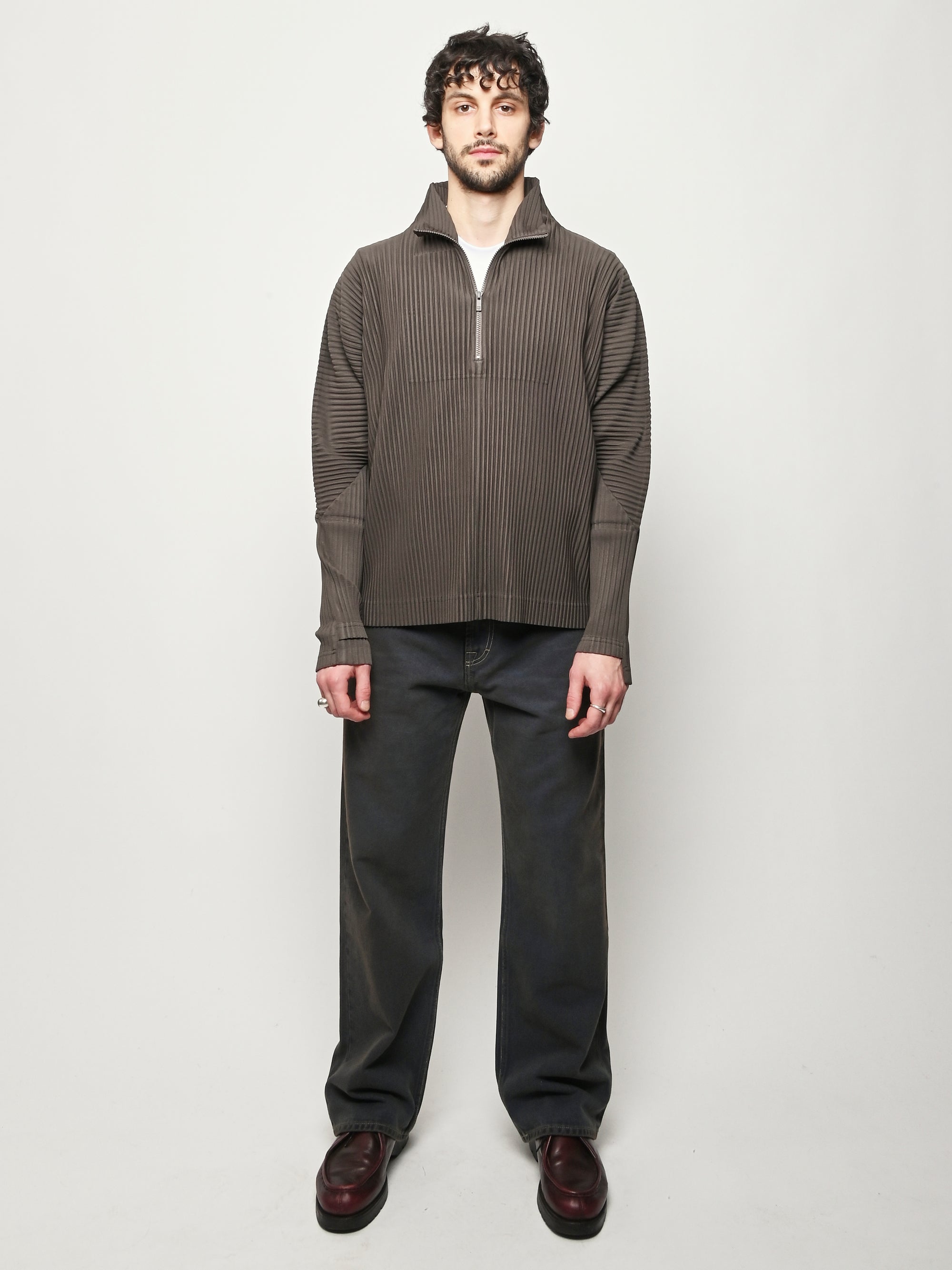 Homme Plisse Issey Miyake - Mudstone Grey November Half-Zip Shirt