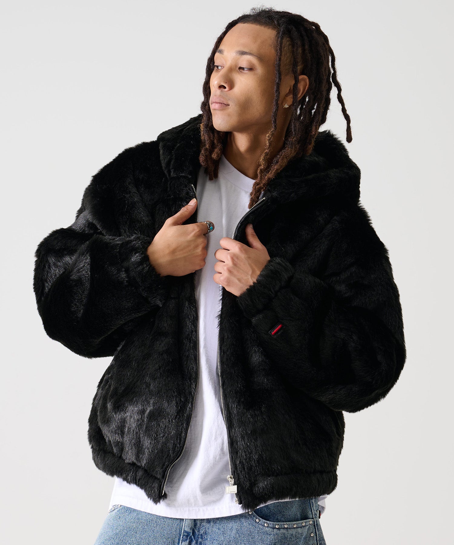 FUBU フブ フェイクファー フード ジャケット。FUBUはアメリカの代表的