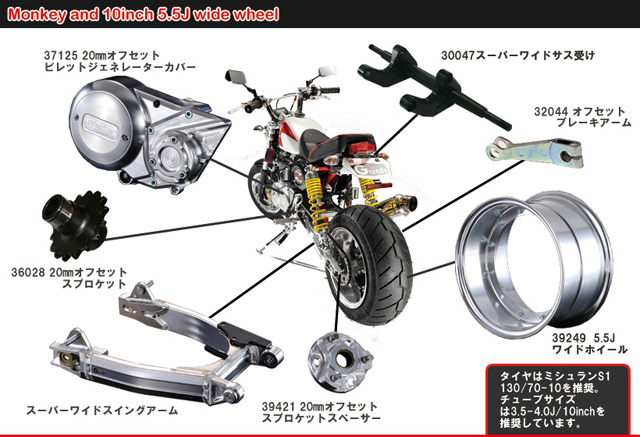 モンキーに10インチ5.5Jワイドホイールを装着する | Gクラフト