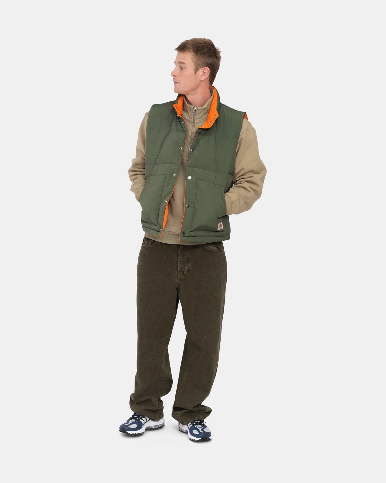 Stussy “Reversible Down Workgear“ Vest// Olive/Orange – 242 Shop