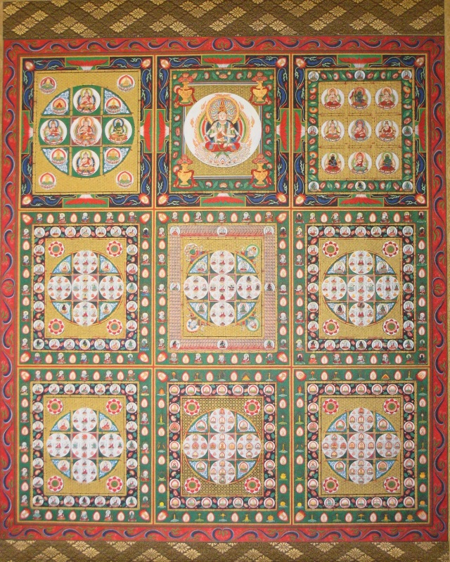 掛け軸 両界曼荼羅 胎蔵界・金剛界 対幅（特殊工芸作品・新品）