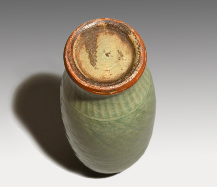 七官青磁 雲鶴文花生 中国 明時代 高さ26cm | 古美術ささき