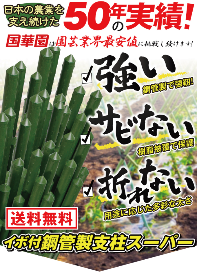 国華園オンラインショップ / 支柱 直径8mm 長さ90～120cm イボ付鋼管製