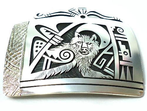 バックル ホピ族製作の オーバーレイ・シルバーバックル