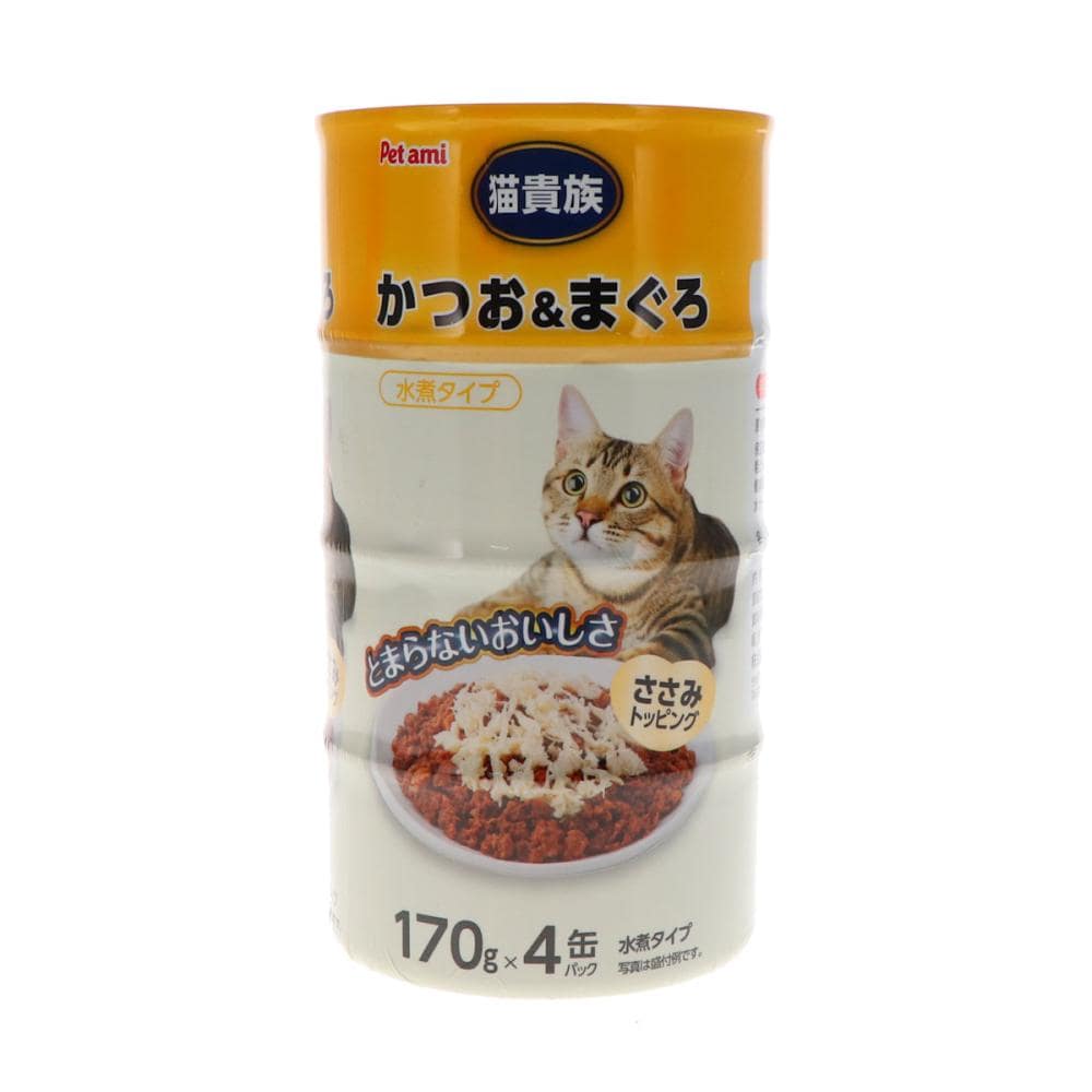Petami 猫貴族 かつお＆まぐろ ささみ 170g×4缶パック の