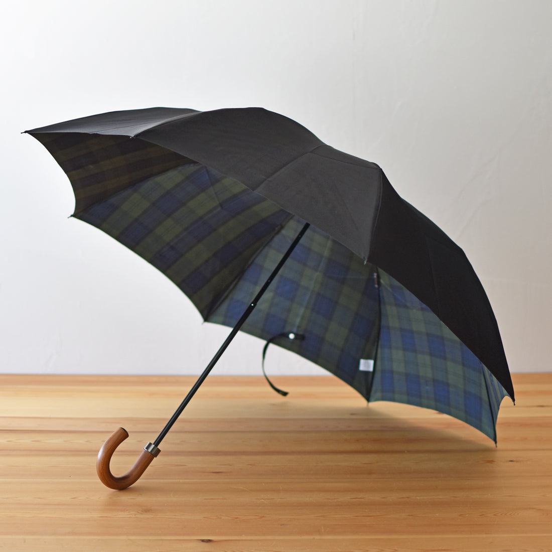 おしゃれな大人のチェックの甲州織メンズ雨傘・雨晴兼用傘(折りたたみ