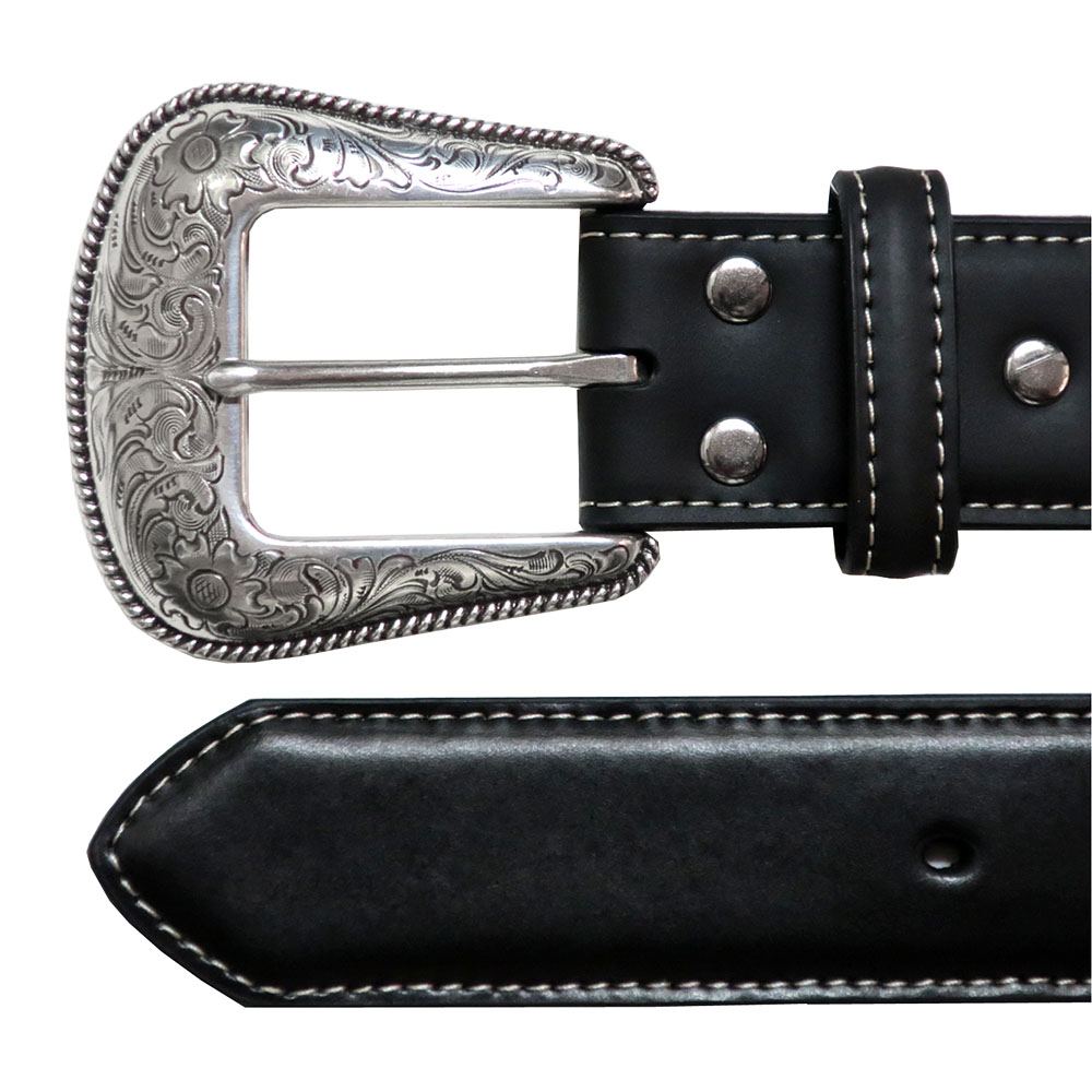 レザーベルト レザー 革 ベルト コンチョ ウエスタン 黒 ブラック