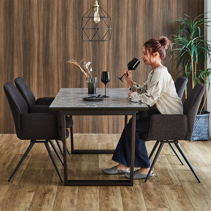 ガラス天板 ダイニングテーブル 幅150cm 2本脚 グレーの通販情報