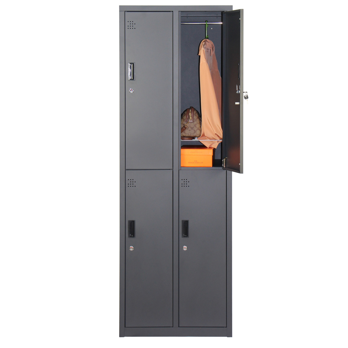 スマイル 2段4人用スチールロッカー 幅610 奥行515 高さ1790 SM-STLL4S