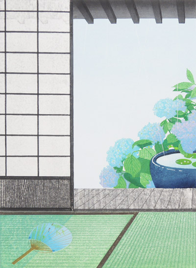 佐野せいじ 木版画 五月雨る 送料無料 【複製】【木版画】【日本の風景