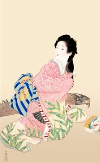 上村松園 娘深雪（名画複製画） 尺五 特別価格 日本製 大観 玉堂 松園