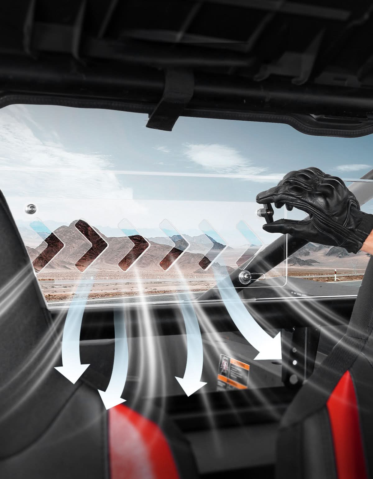 UTV Sliding Vented Clear Rear Windshield for 2024+ Polaris RZR XP