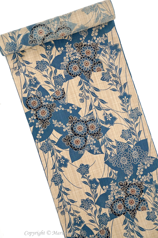 竺仙：奥州小紋 鉄線に萩と菊 – 創作着物と帯の専門店 Marutoya