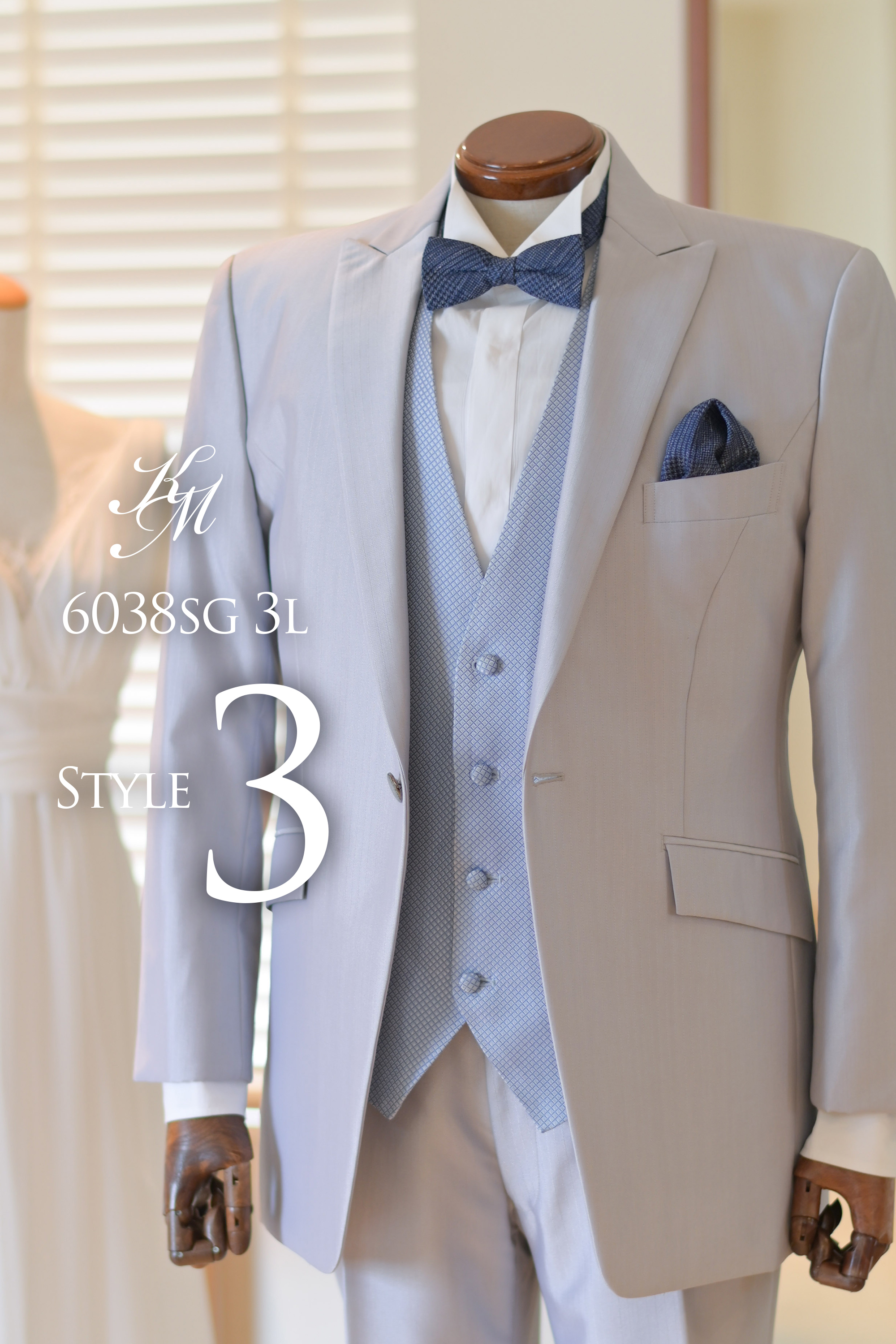 シルバーグレー6038SG-3L 大きいサイズ タキシード レンタル＆オーダー