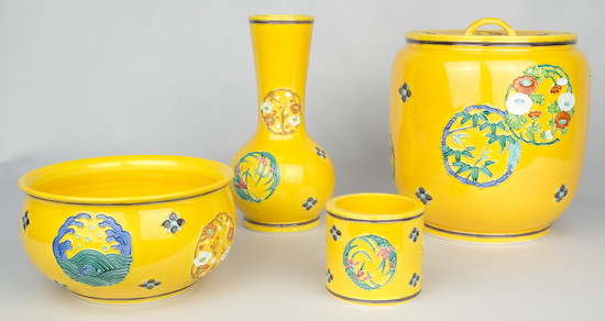 栗山園オンライン通販部 / 【出物】 黄交趾花丸紋皆具 中村翠嵐