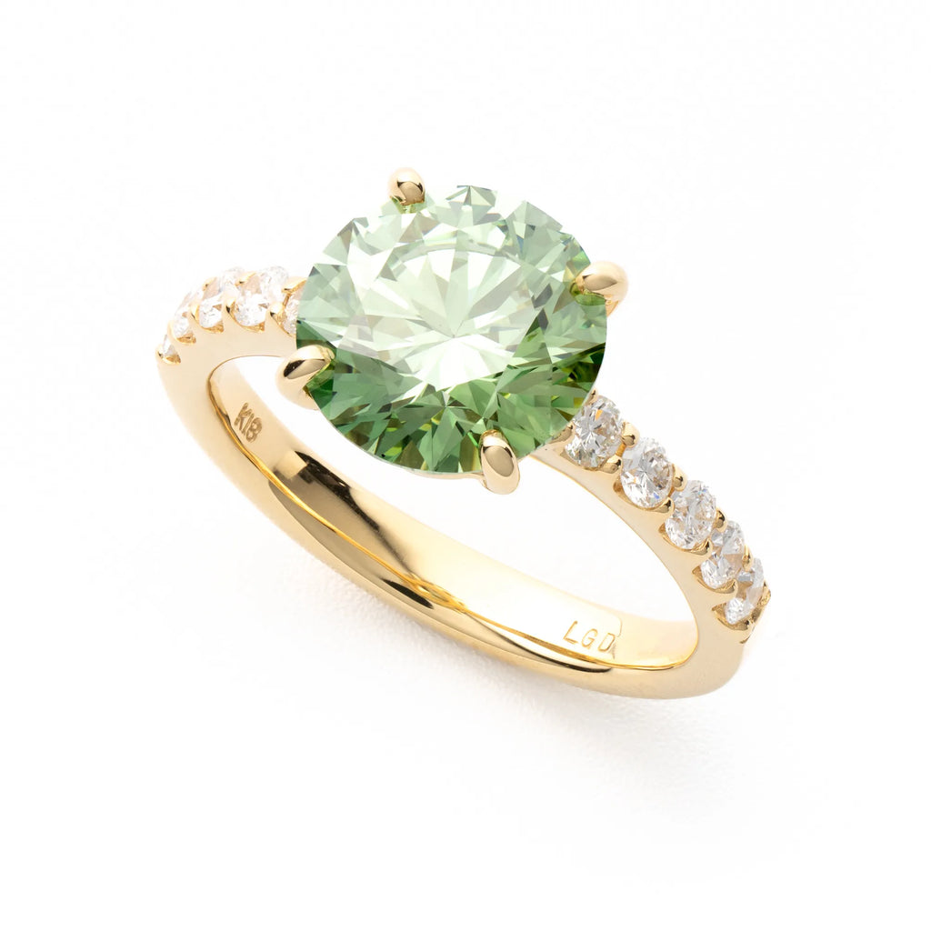 グリーンダイヤモンド K18リング(ラボグロウン/ハーフエタニティ風