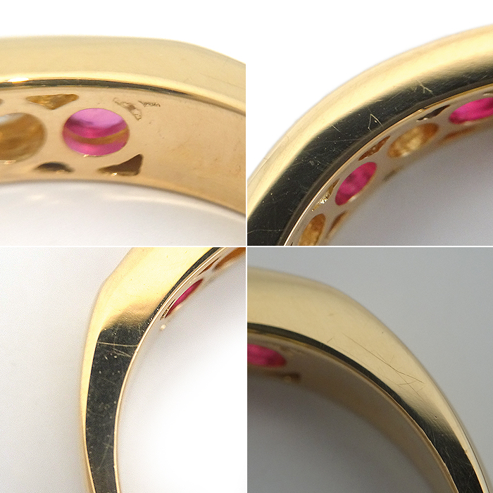 K18 ルビー・ダイヤモンド 指輪 9号 5石 ライン 新品仕上げ済み
