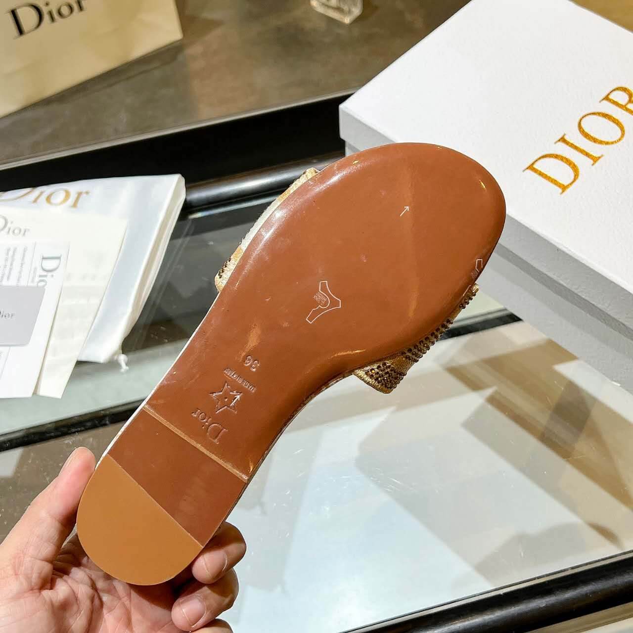 Dior Dway Gold Embellished Slide Sandals – HolloMen