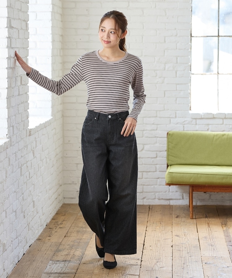 デニムワイドパンツ（股下73cm）: ボトムス｜ハニーズ公式通販