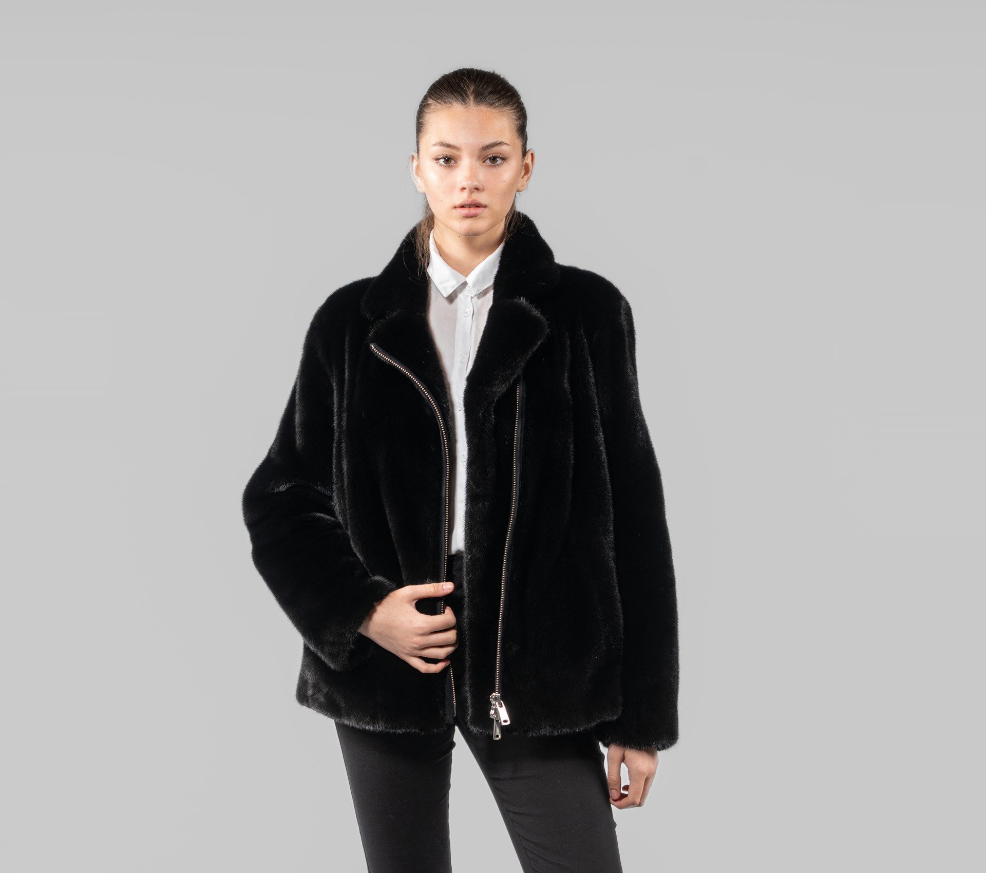 Blackglama Mink Fur Jacket with Front Zipper | Haute Acorn