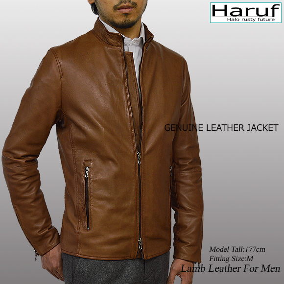 レザージャケット シングルライダース 革ジャン メンズ 本革 キャメル