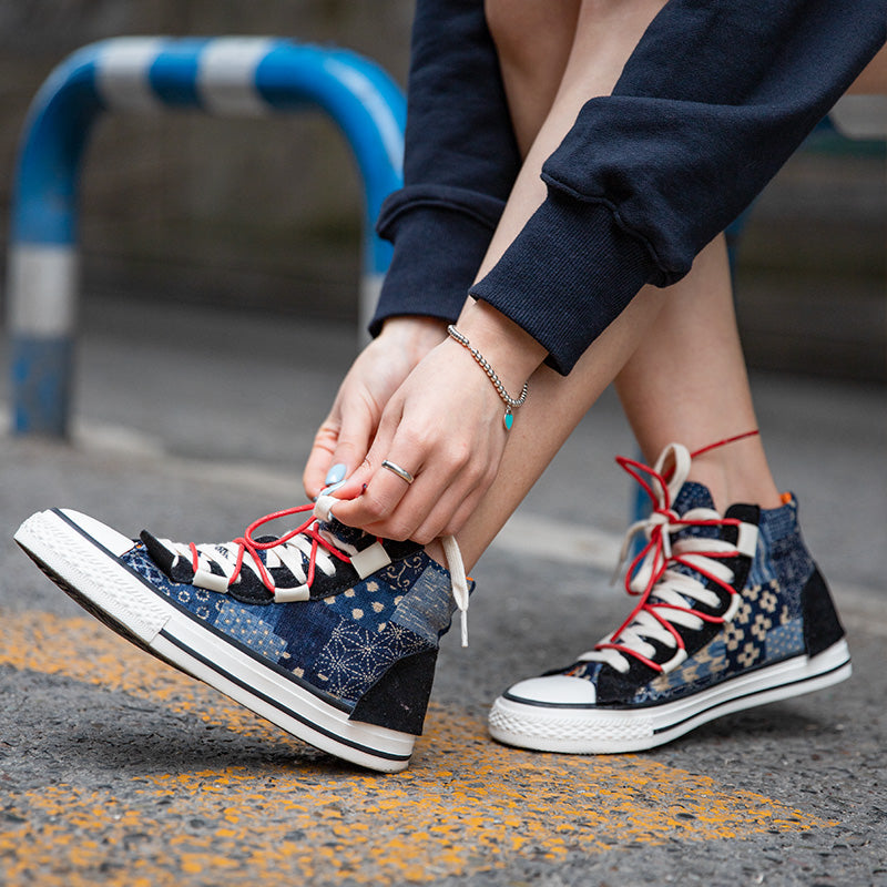 Deconstructed Retro High Top Women Canvas Sneakers | Shop Now