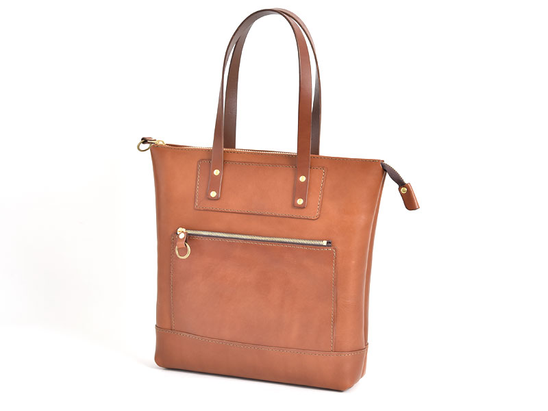 手持ちも肩掛けも出来るウェリントン型ファスナートート / 革鞄のHERZ