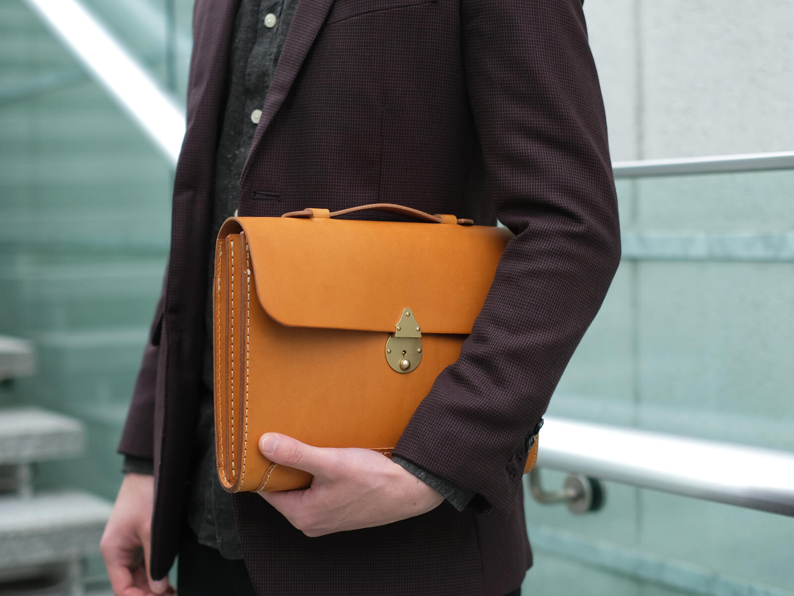 新作：手持ちもできるバッグインバッグ横型・縦型(S-3)｜革鞄・革小物