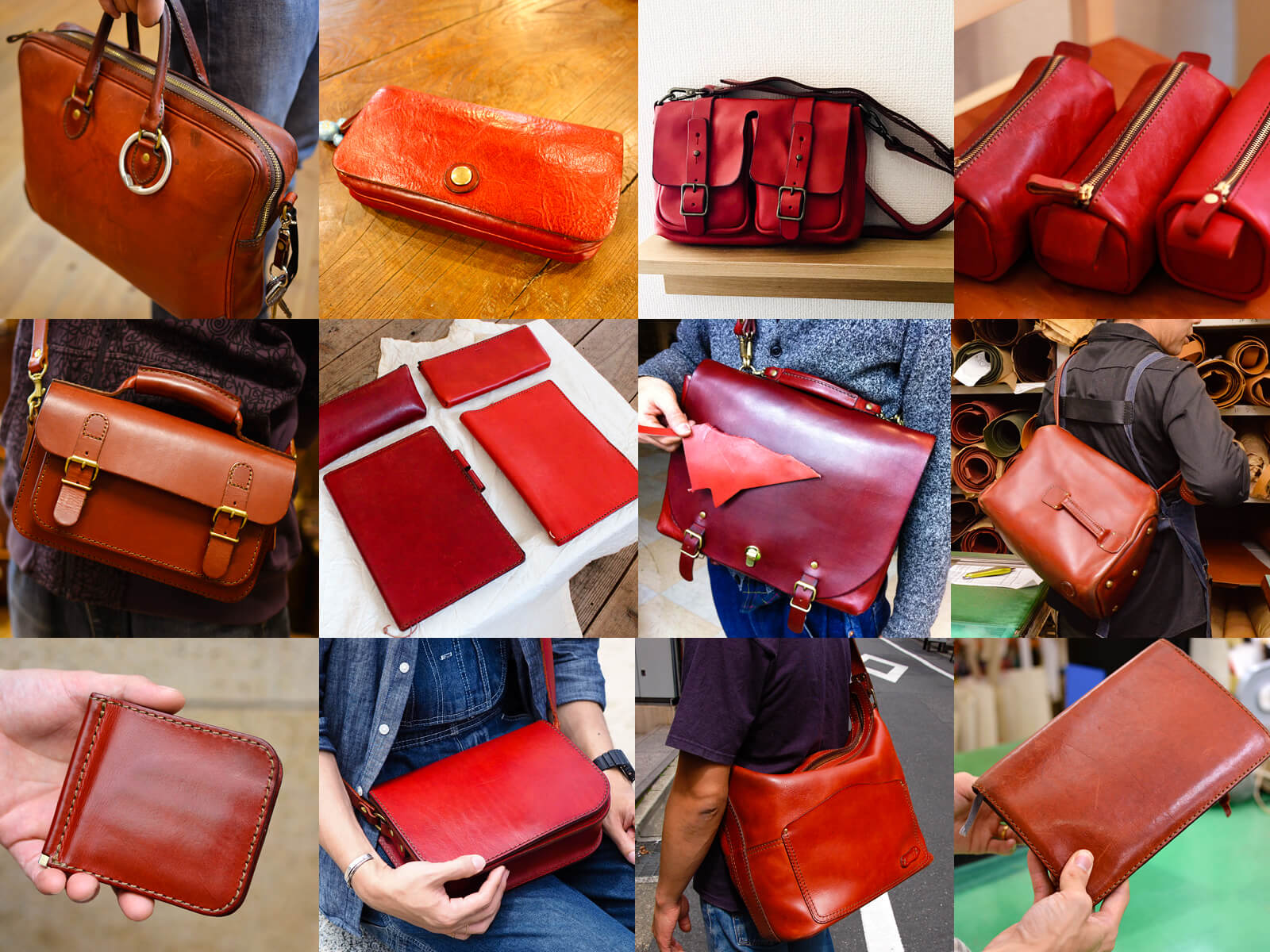 革色レッドのレザーエイジングギャラリー｜革鞄・革小物のHERZ公式通販