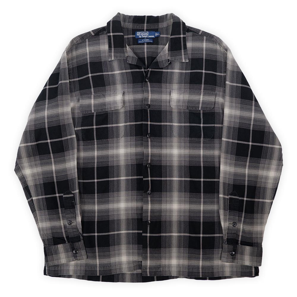 90's Polo Ralph Lauren オンブレチェック柄 オープンカラーシャツ