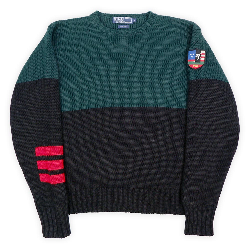 90's Polo Ralph Lauren ローゲージ ウールニット “スーサイドスキー