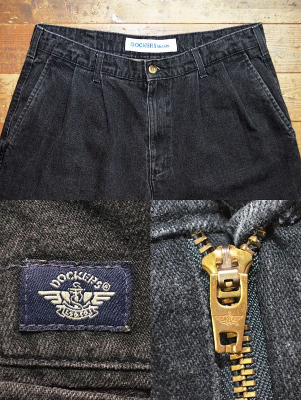 DOCKERS 2タック ブラックデニムトラウザー - used&vintage box Hi-smile