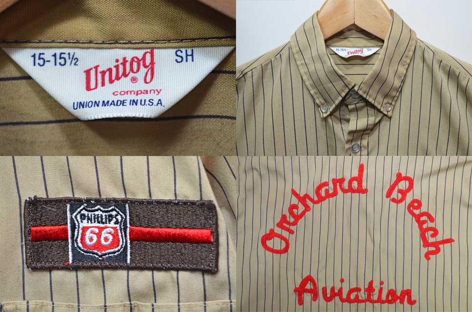 70's Unitog ストライプ柄 ワークシャツ “PHILLIPS 66” - used&vintage